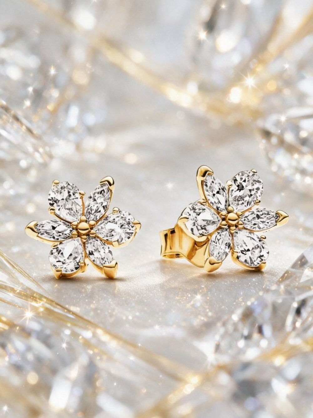 Gold Flower Stud Earrings